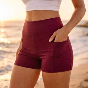 Senita Lux Rio Shorts L Mulberry 3.75” High Waisted Pockets